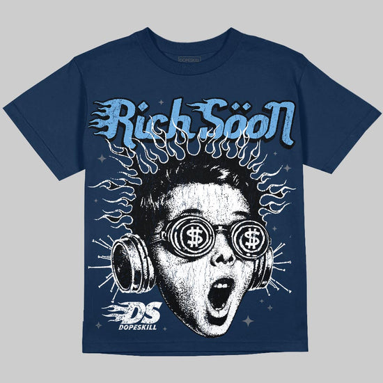Jordan 13 Flint DopeSkill Oversize Print T-Shirt Rich Soon Graphic Streetwear - Navy