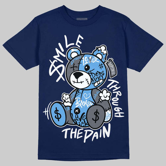 Jordan 13 Flint DopeSkill T-Shirt Smile Through The Pain Graphic Streetwear - Navy