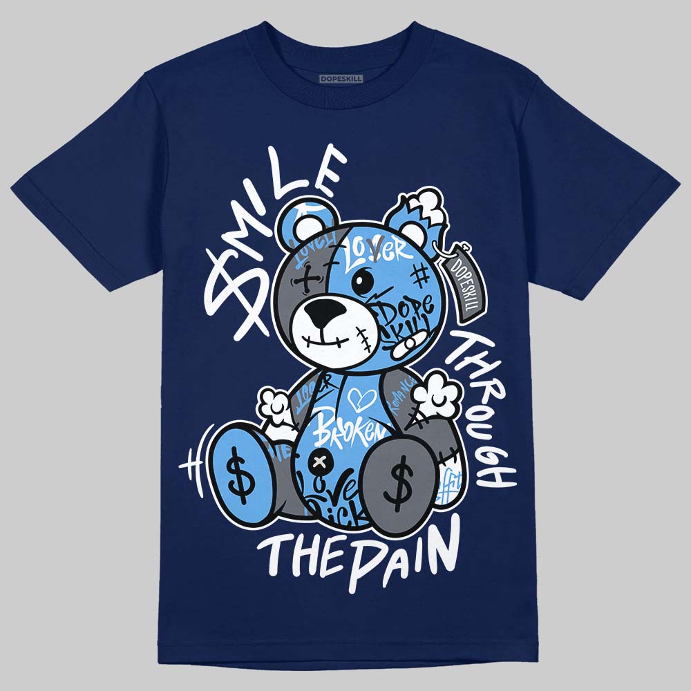 Jordan 13 Flint DopeSkill T-Shirt Smile Through The Pain Graphic Streetwear - Navy