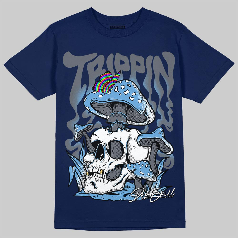 Jordan 13 Flint DopeSkill T-Shirt Trippin Graphic Streetwear - Navy