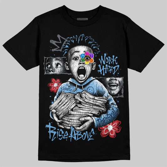 Jordan 13 Flint DopeSkill T-Shirt Work Hard Rise Above Graphic Streetwear - Black