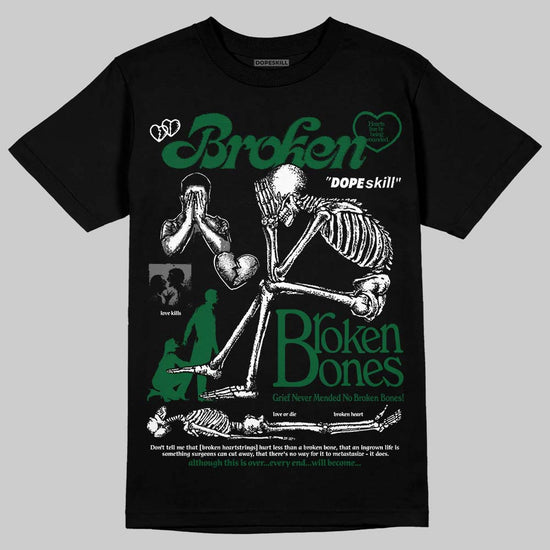 Jordan 14 Forest Green DopeSkill T-Shirt Broken Bones Graphic Streetwear - Black