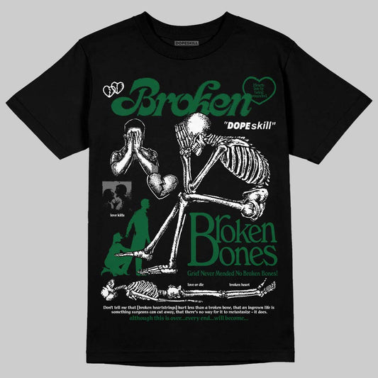 Jordan 14 Forest Green DopeSkill T-Shirt Broken Bones Graphic Streetwear - Black