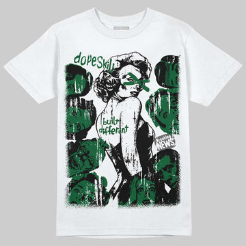 Jordan 14 Forest Green DopeSkill T-Shirt Built Different Graphic Streetwear - White
