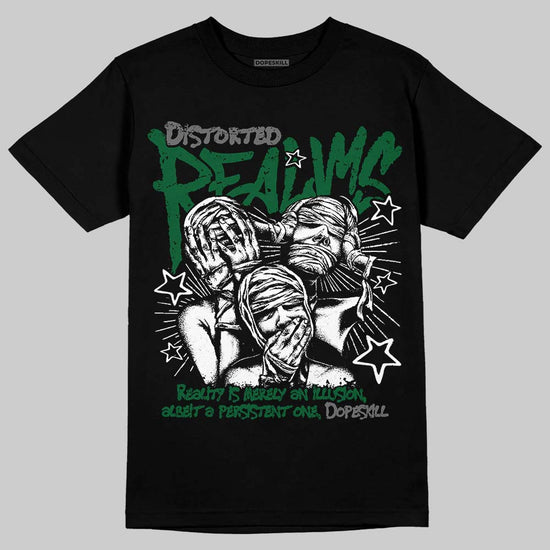 Jordan 14 Forest Green DopeSkill T-Shirt Distorted Realms Graphic Streetwear - Black