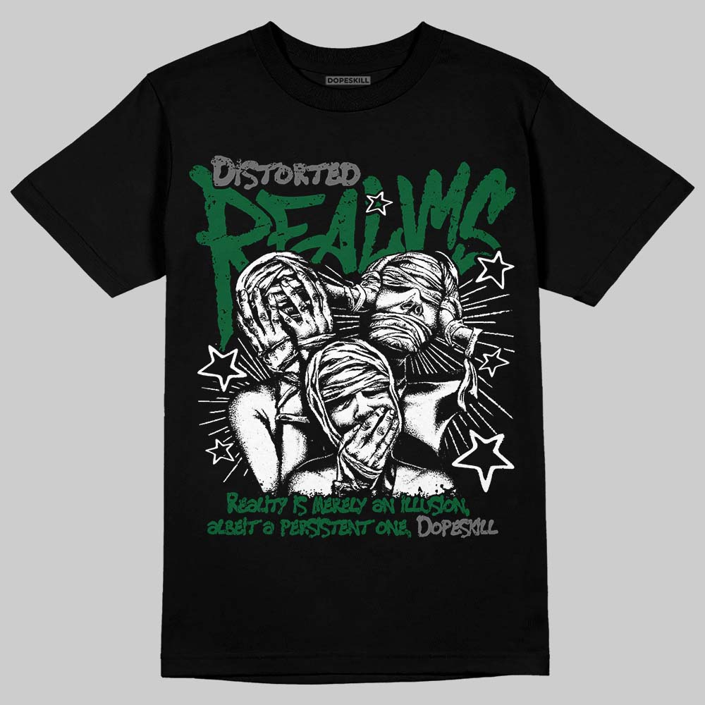 Jordan 14 Forest Green DopeSkill T-Shirt Distorted Realms Graphic Streetwear - Black