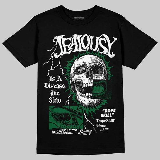 Jordan 14 Forest Green DopeSkill T-Shirt Jealousy Graphic Streetwear - Black