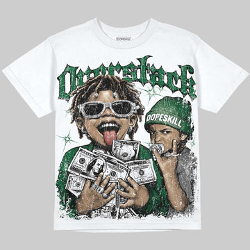 Jordan 14 Forest Green DopeSkill Oversize Print T-Shirt Overstack Graphic Streetwear - White