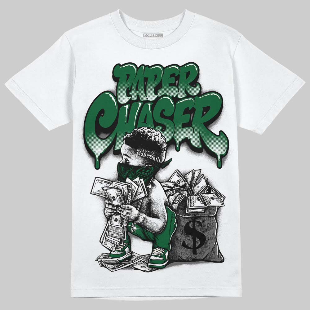 Jordan 14 Forest Green DopeSkill T-Shirt Paper Chaser Boy Graphic Streetwear - White