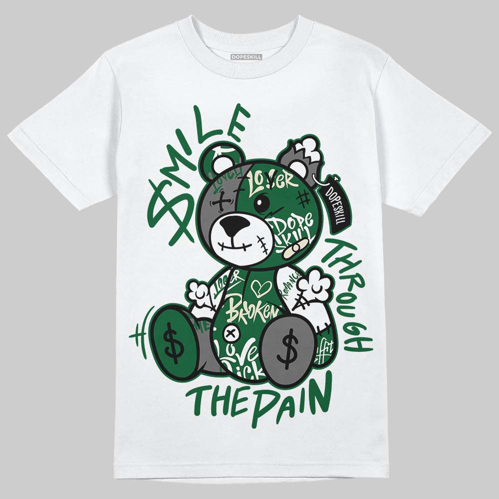 Jordan 14 Forest Green DopeSkill T-Shirt Smile Through The Pain Graphic Streetwear - White