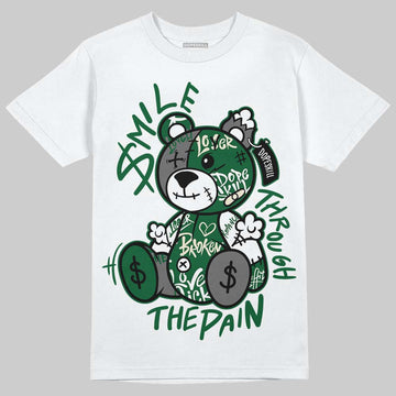 Jordan 14 Forest Green DopeSkill T-Shirt Smile Through The Pain Graphic Streetwear - White