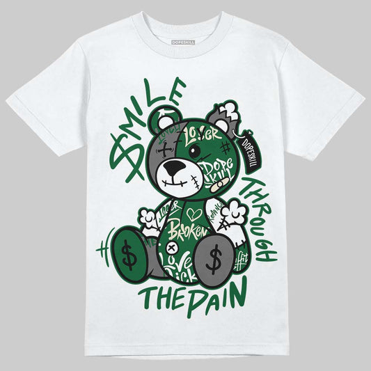Jordan 14 Forest Green DopeSkill T-Shirt Smile Through The Pain Graphic Streetwear - White