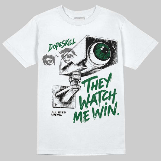 Jordan 14 Forest Green DopeSkill T-Shirt They Watch Me Win Graphic Streetwear - White