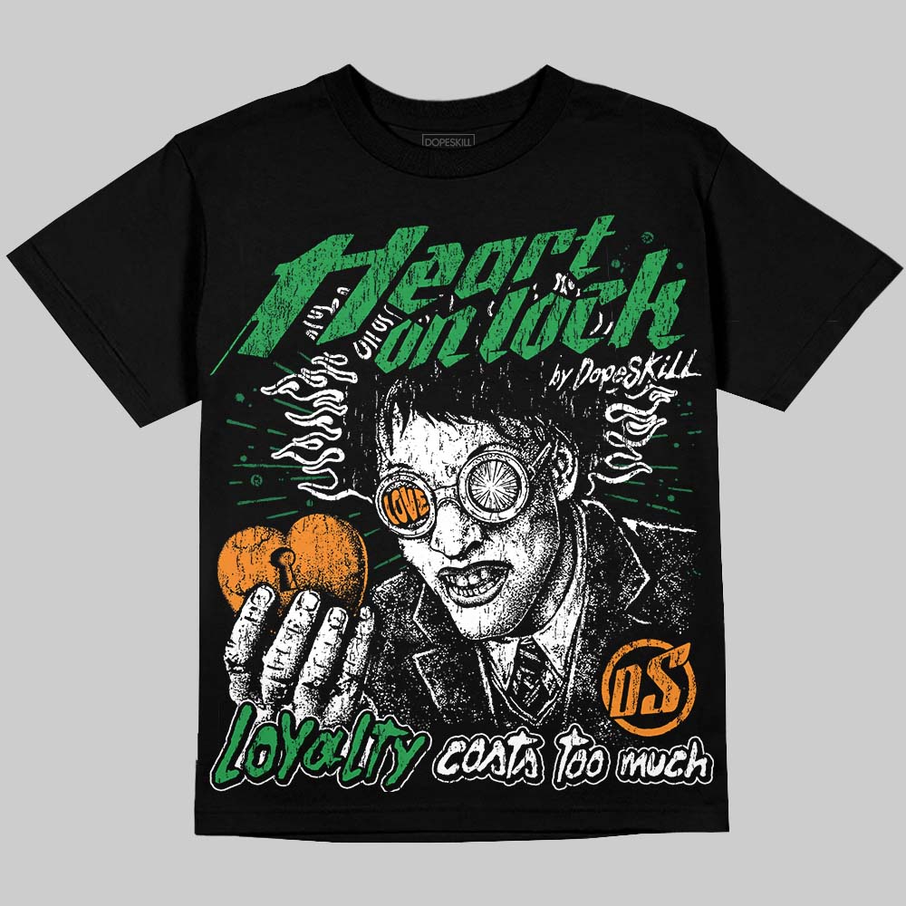 Jordan 11 “Green Screen” DopeSkill Oversize Print T-Shirt Heart On Lock Graphic Streetwear - Black