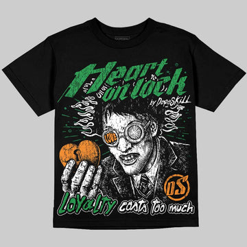 Jordan 11 “Green Screen” DopeSkill Oversize Print T-Shirt Heart On Lock Graphic Streetwear - Black
