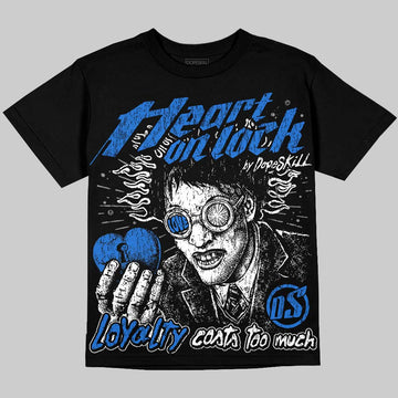 Jordan 1 High OG “Royal” DopeSkill Oversize Print T-Shirt Heart On Lock Graphic Streetwear - Black