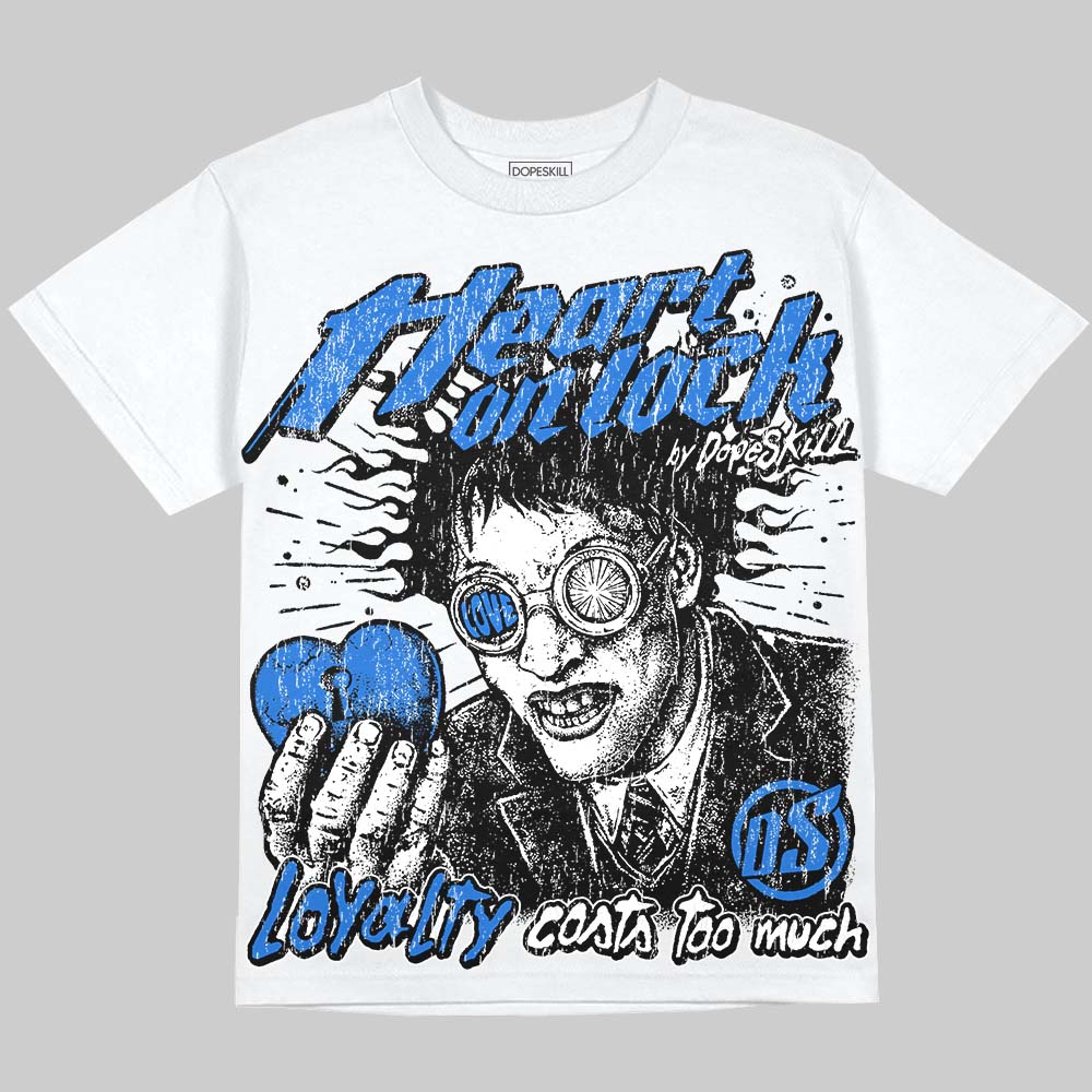 Jordan 1 High OG “Royal” DopeSkill Oversize Print T-Shirt Heart On Lock Graphic Streetwear - White 