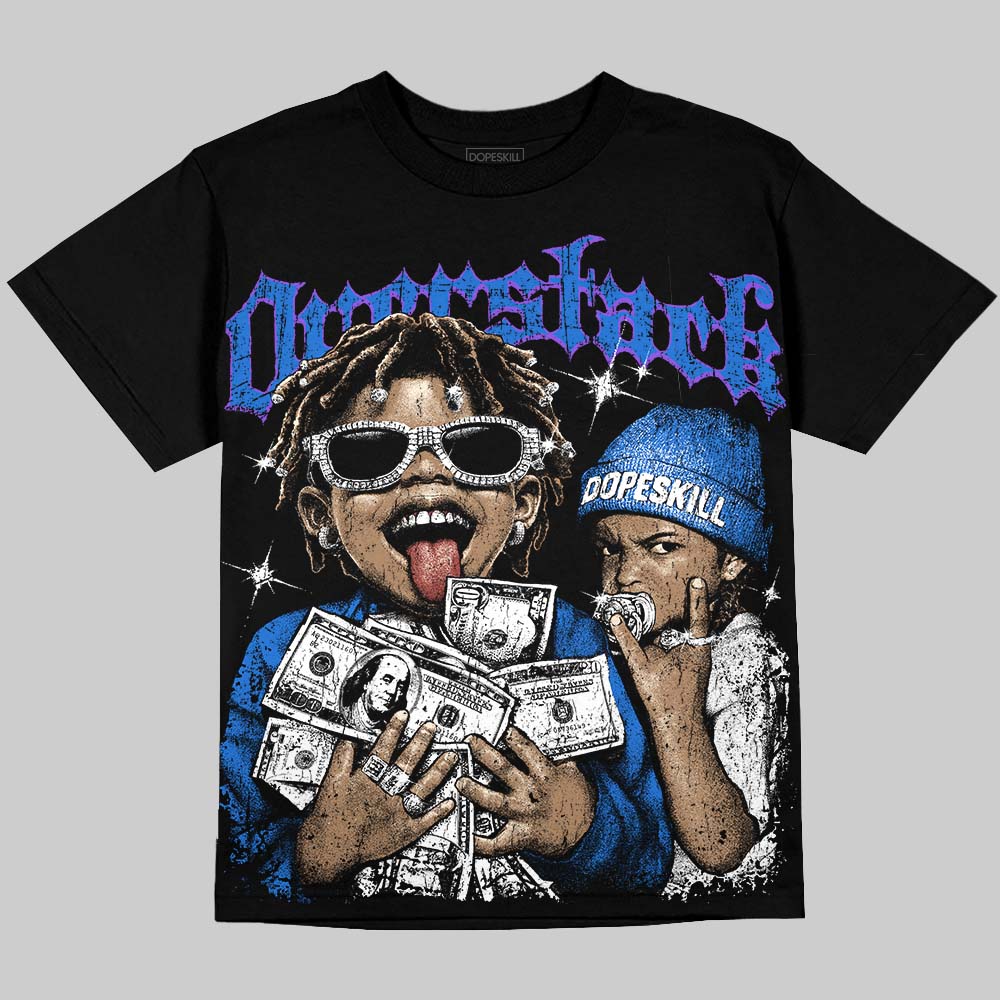 Jordan 1 High OG “Royal” DopeSkill Oversize Print T-Shirt Overstack Graphic Streetwear - Black