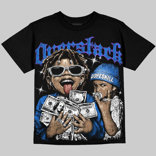 Jordan 1 High OG “Royal” DopeSkill Oversize Print T-Shirt Overstack Graphic Streetwear - Black