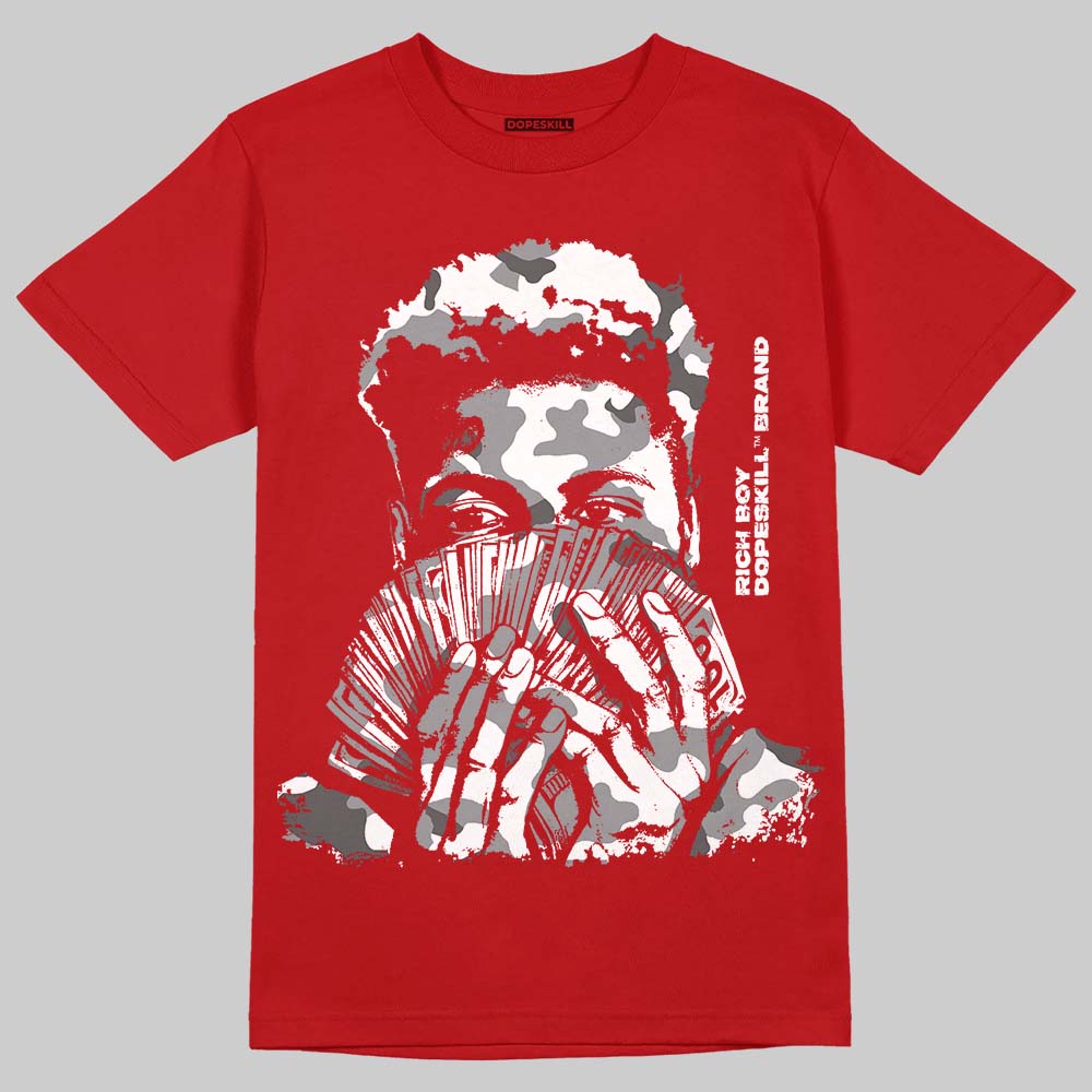 Jordan 4 Retro Toro Bravo DopeSkill T-Shirt Rich Boy Camo Graphic Streetwear - Red