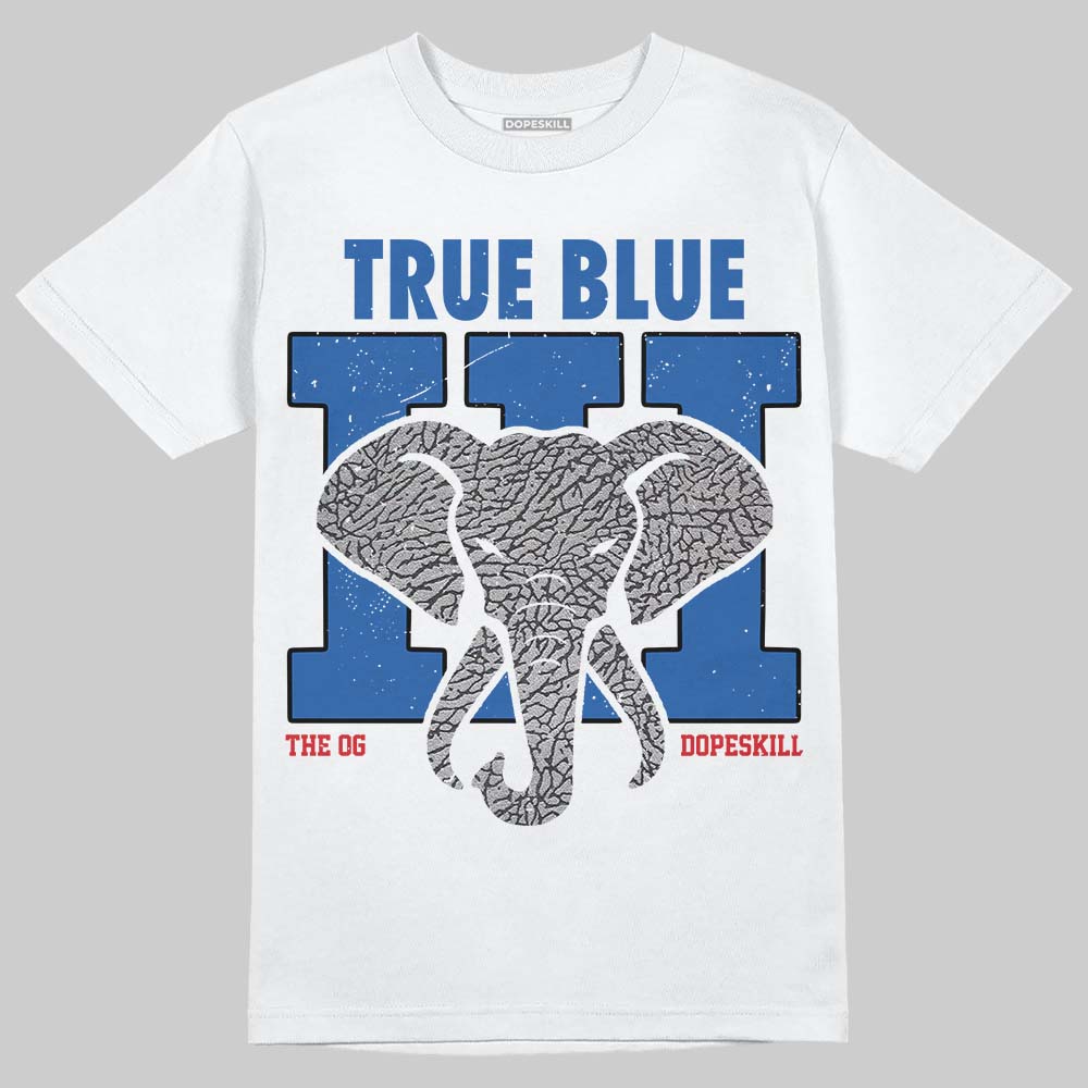 dopeskill-oversized-graphic-tee-air-jordan-true-blue-3s-colletion-jordan-3-true-blue-elephant - White
