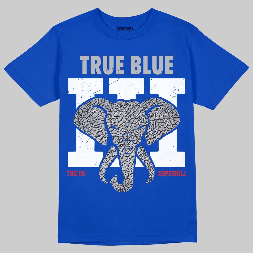 dopeskill-oversized-graphic-tee-air-jordan-true-blue-3s-colletion-jordan-3-true-blue-elephant - Royal