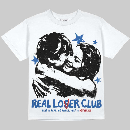 Jordan 3 "True Blue" DopeSkill Oversize Print T-Shirt Real Lover Club Graphic Streetwear - White 