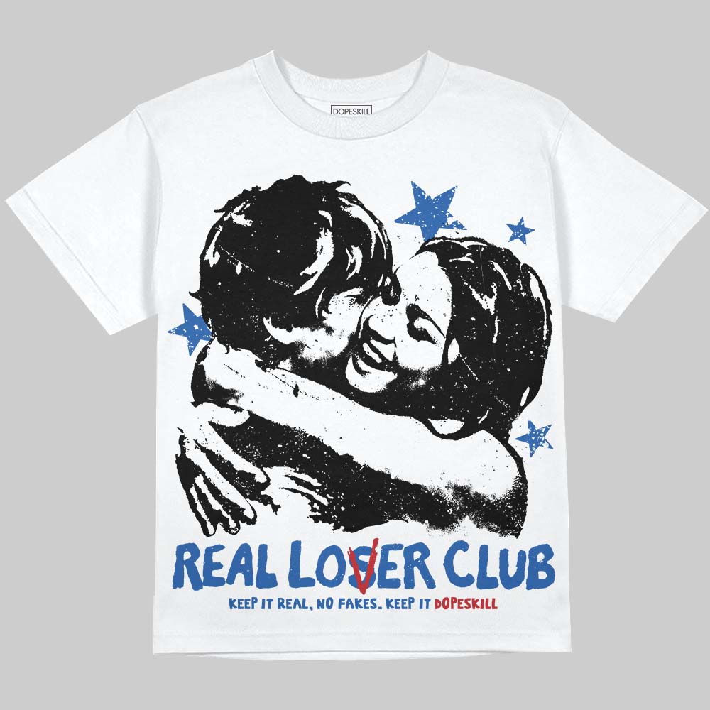 Jordan 3 "True Blue" DopeSkill Oversize Print T-Shirt Real Lover Club Graphic Streetwear - White 