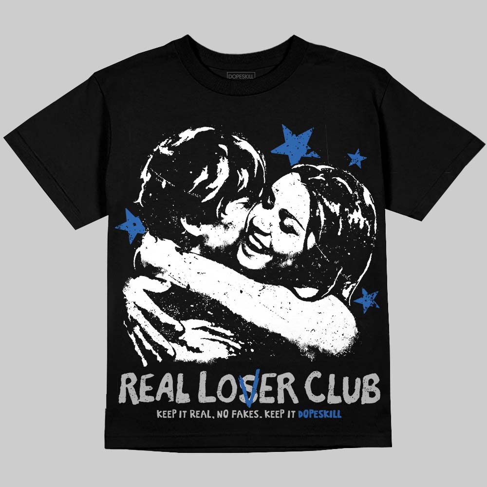 Jordan 3 "True Blue" DopeSkill Oversize Print T-Shirt Real Lover Club Graphic Streetwear - Black