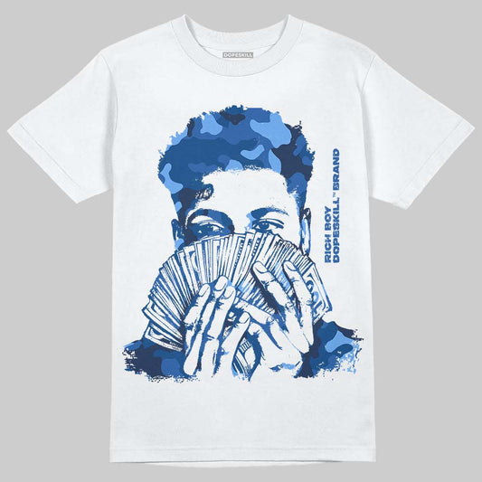 Jordan 3 "True Blue" DopeSkill T-Shirt Rich Boy Camo Graphic Streetwear - White