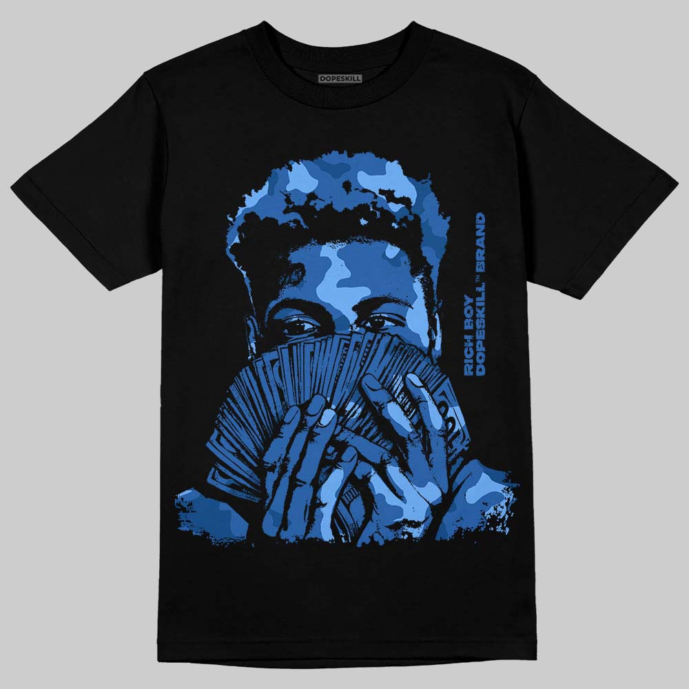 Jordan 3 "True Blue" DopeSkill T-Shirt Rich Boy Camo Graphic Streetwear - Black