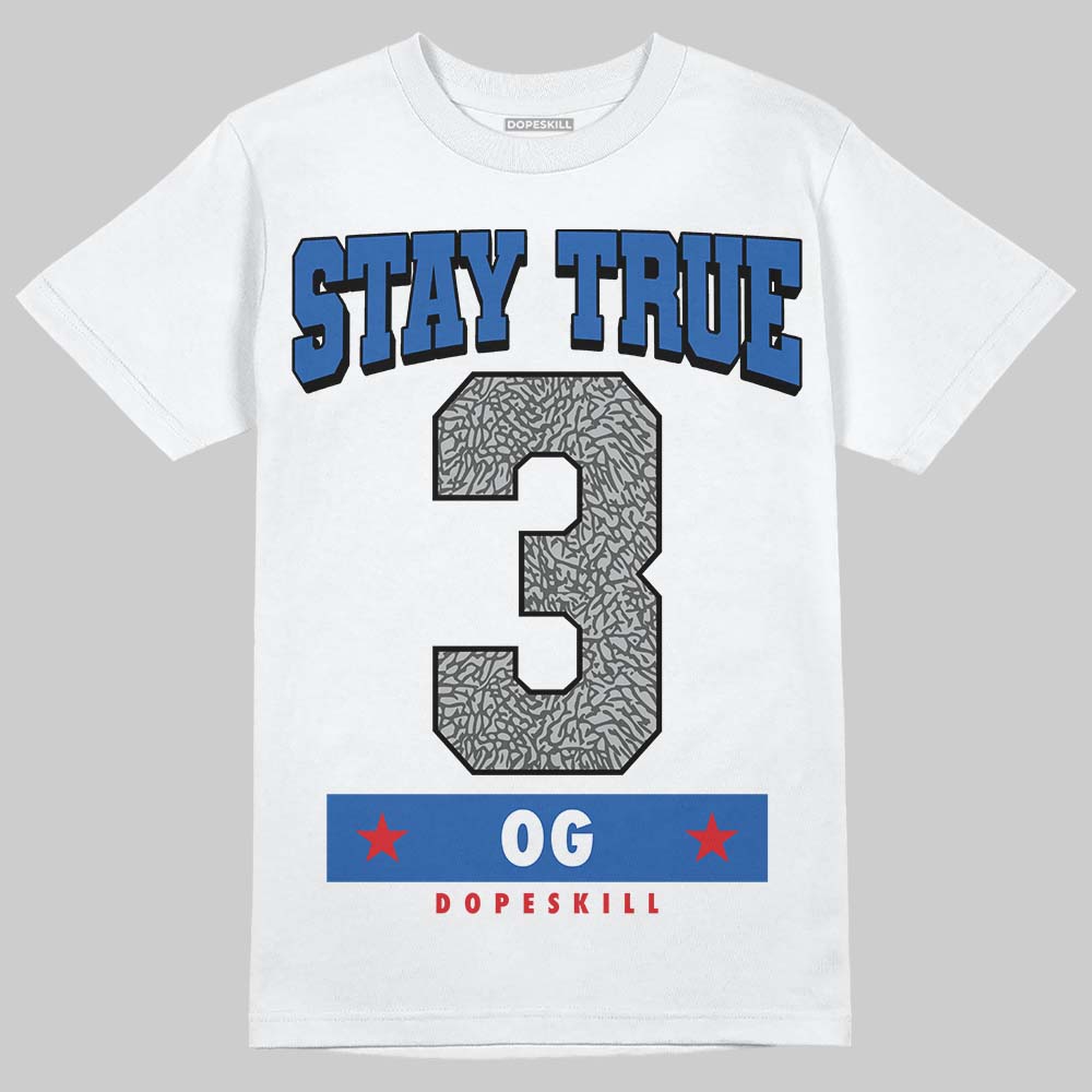 Jordan 3 "True Blue" DopeSkill T-Shirt True Blue 3 OG Graphic Streetwear - White