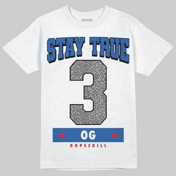 Jordan 3 "True Blue" DopeSkill T-Shirt True Blue 3 OG Graphic Streetwear - White