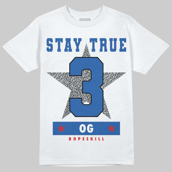 Jordan 3 "True Blue" DopeSkill T-Shirt True Blue 3 OG Star Graphic Streetwear - White