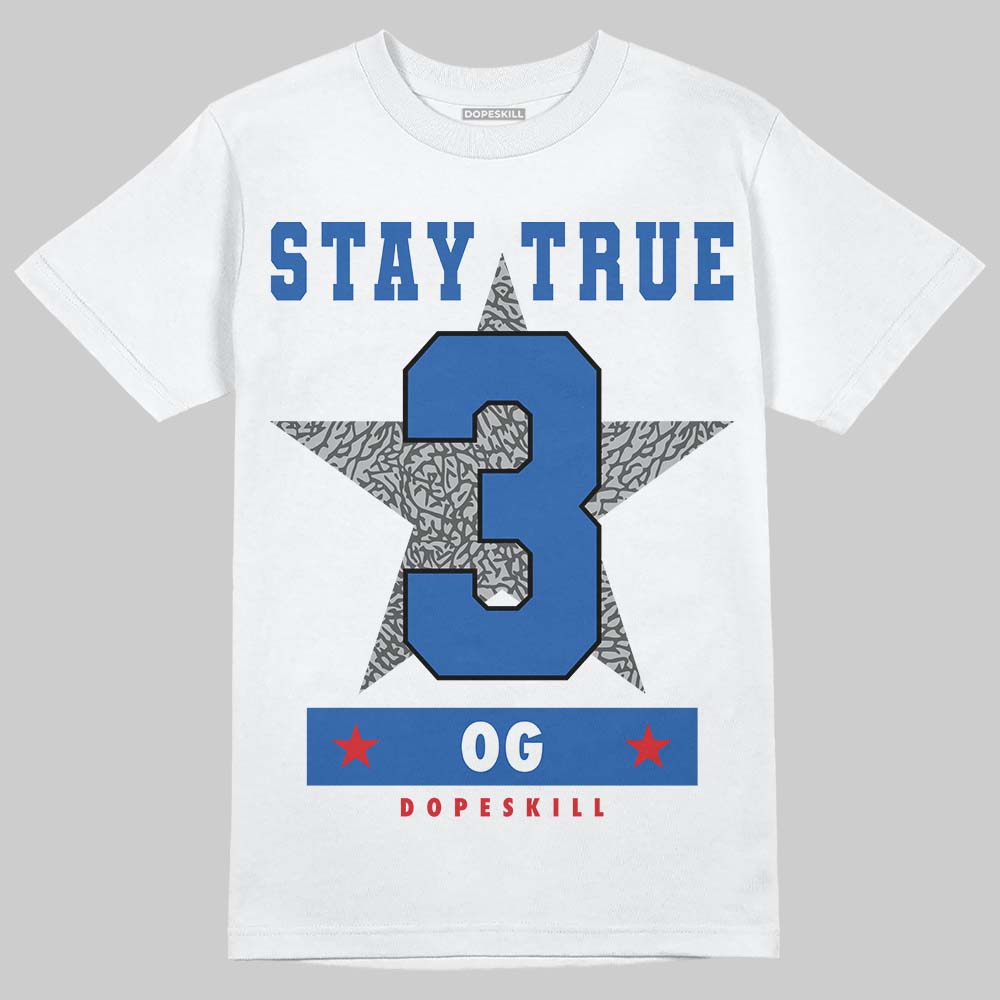 Jordan 3 "True Blue" DopeSkill T-Shirt True Blue 3 OG Star Graphic Streetwear - White