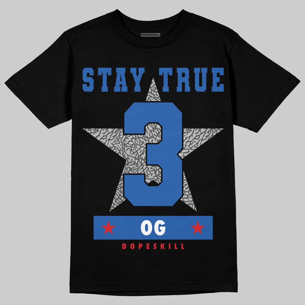 Jordan 3 "True Blue" DopeSkill T-Shirt True Blue 3 OG Star Graphic Streetwear - Black