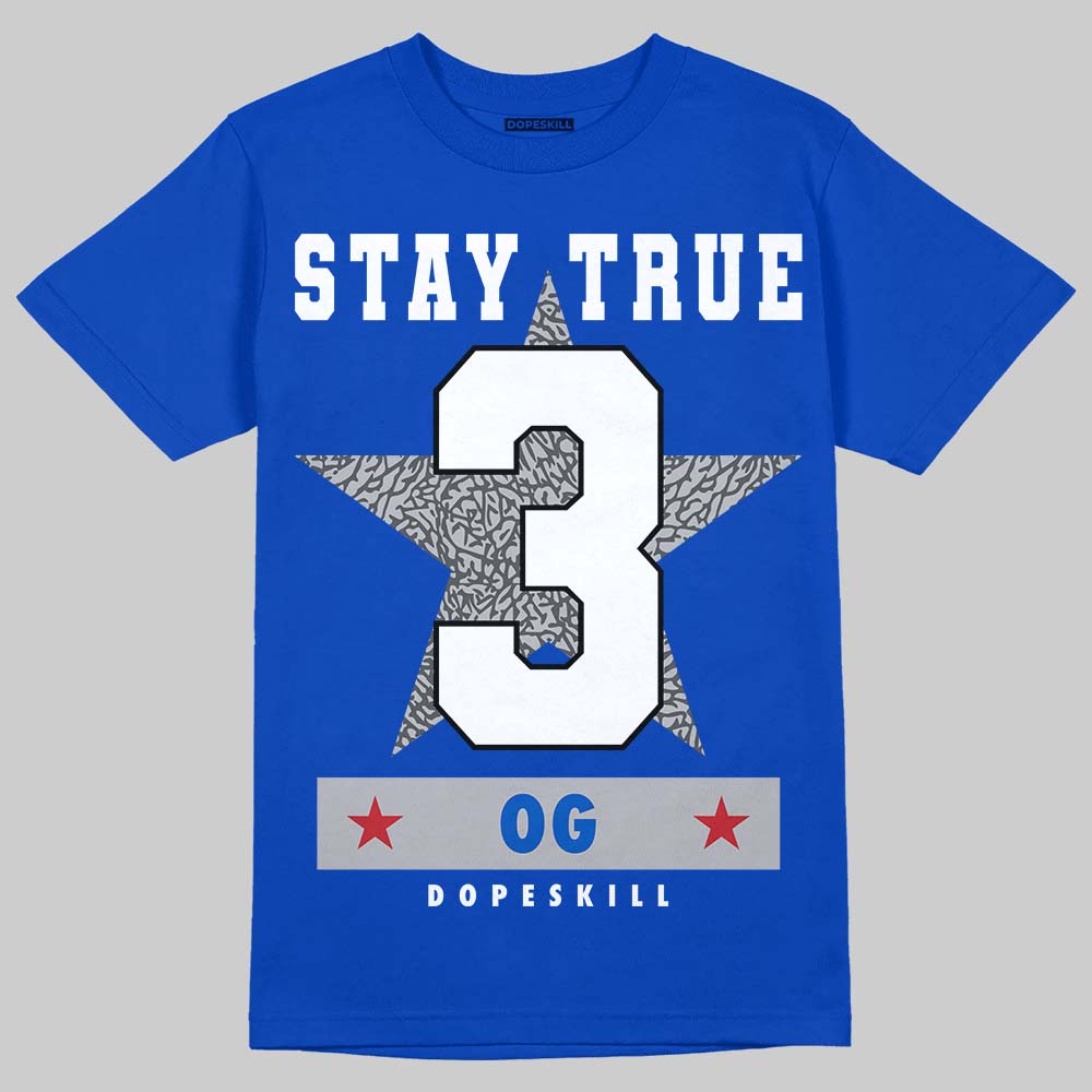 Jordan 3 "True Blue" DopeSkill T-Shirt True Blue 3 OG Star Graphic Streetwear - Royal
