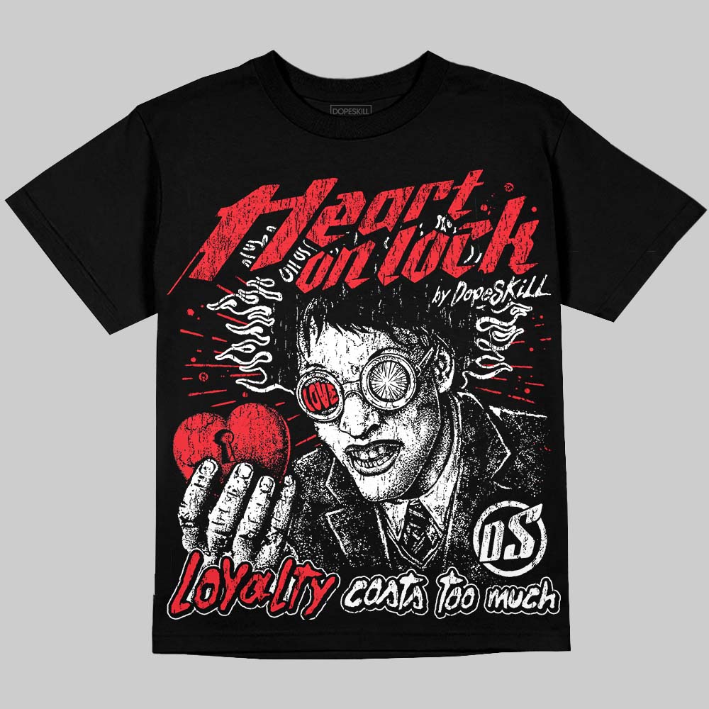 Jordan 6 OG “White Infrared” DopeSkill Oversize Print T-Shirt Heart On Lock Graphic Streetwear - Black