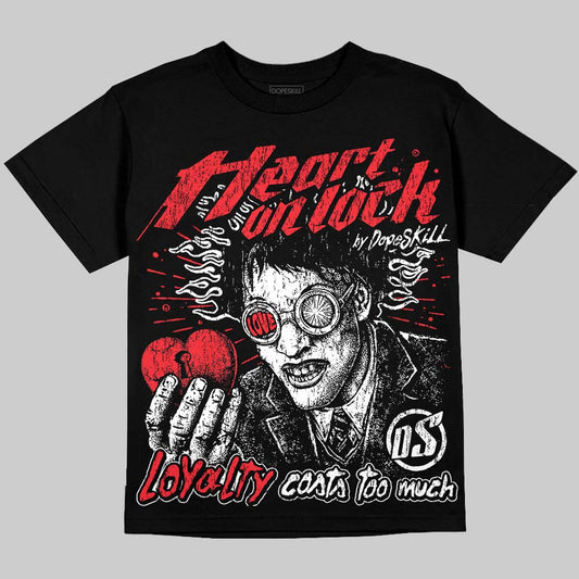 Jordan 6 OG “White Infrared” DopeSkill Oversize Print T-Shirt Heart On Lock Graphic Streetwear - Black
