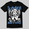Jordan 5 Black University Blue DopeSkill T-Shirt Build in Silence Graphic Streetwear - Black