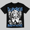 Jordan 5 Black University Blue DopeSkill Oversize Print T-Shirt Build in Silence Graphic Streetwear - Black
