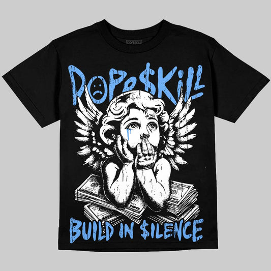 Jordan 5 Black University Blue DopeSkill Oversize Print T-Shirt Build in Silence Graphic Streetwear - Black