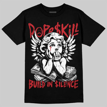 Jordan 12 Bloodline DopeSkill T-Shirt Build in Silence Graphic Streetwear - Black