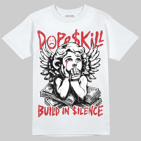 Jordan 12 Bloodline DopeSkill T-Shirt Build in Silence Graphic Streetwear - White