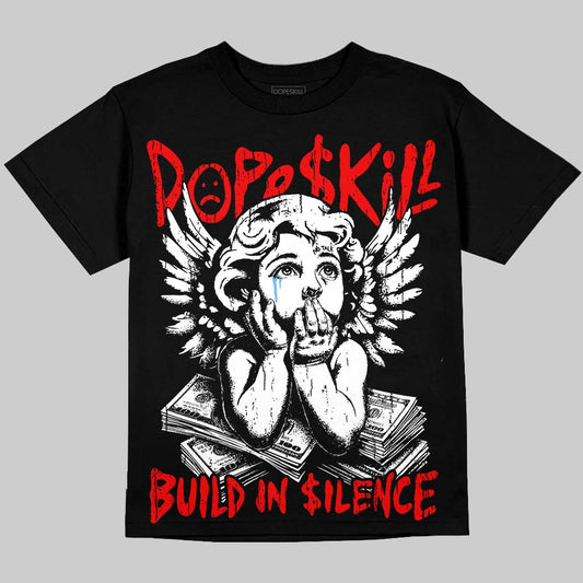 Jordan 11 Cherry DopeSkill Oversize Print T-Shirt Build in Silence Graphic Streetwear - Black