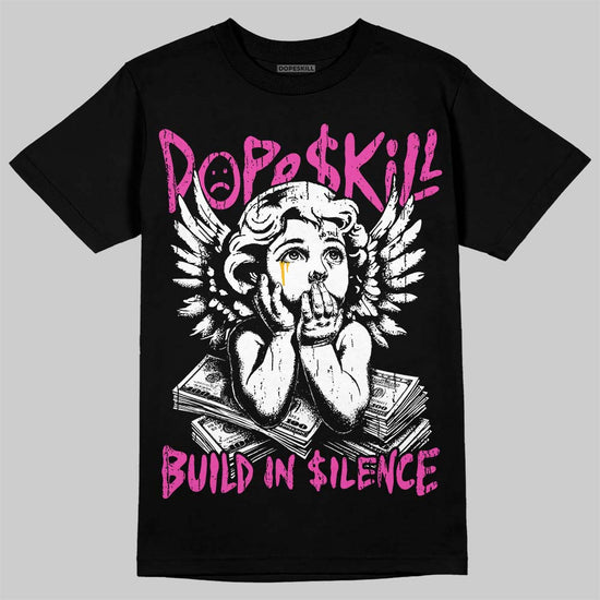 Jordan 4 Comic DopeSkill T-Shirt Build in Silence Graphic Streetwear - Black
