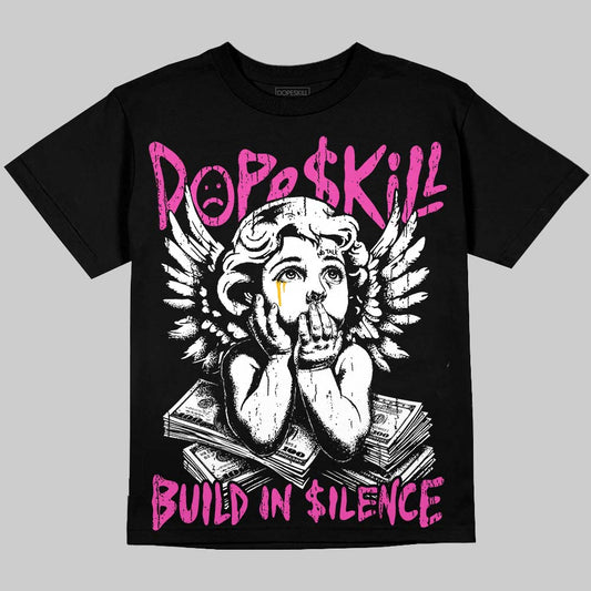 Jordan 4 Comic DopeSkill Oversize Print T-Shirt Build in Silence Graphic Streetwear - Black