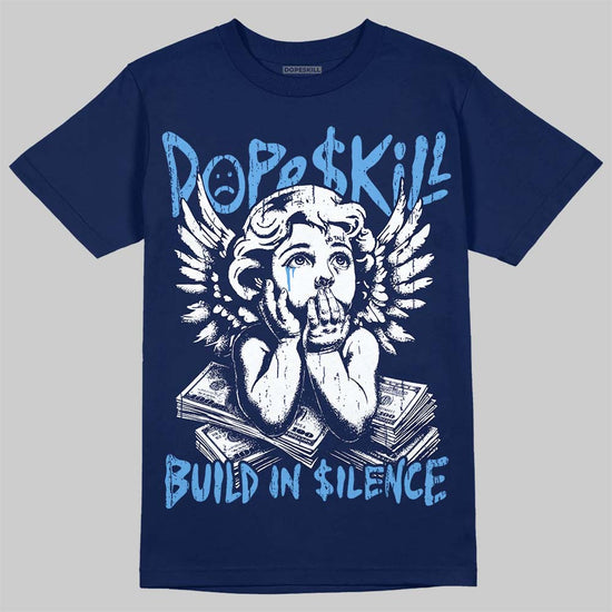 Jordan 13 Flint DopeSkill T-Shirt Build in Silence Graphic Streetwear - navy
