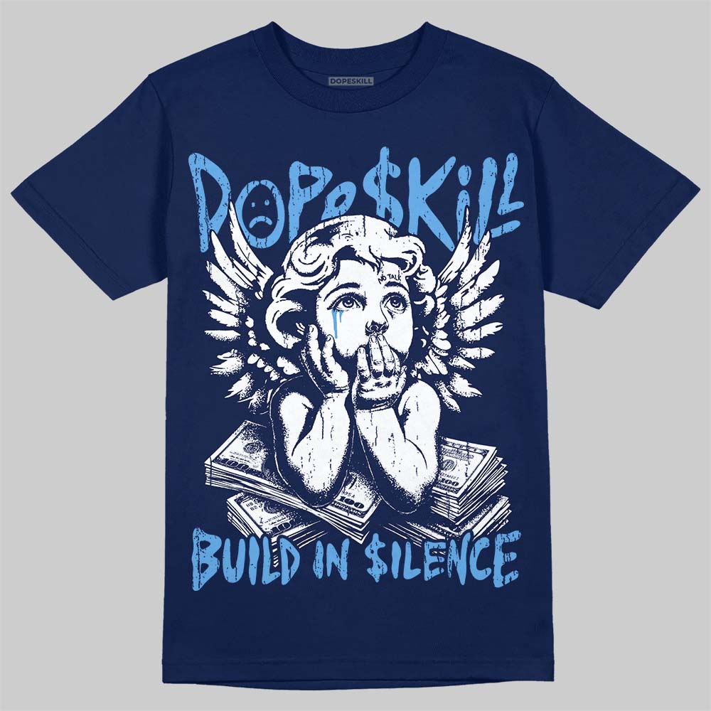 Jordan 13 Flint DopeSkill T-Shirt Build in Silence Graphic Streetwear - navy