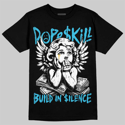 Jordan 11 Gamma Blue DopeSkill T-Shirt Build in Silence Graphic Streetwear Black
